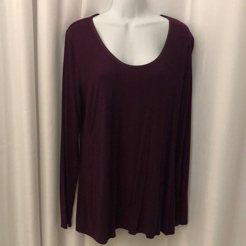 White House Black Market Ultra luxe long sleeve sleeve, Tee, color rich plum